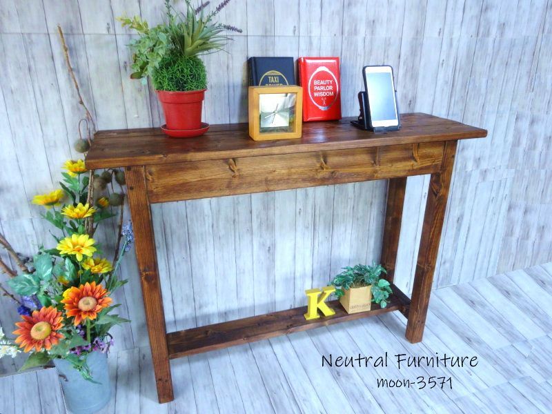 ハンドメイド ナイトテーブル ダークチーク色