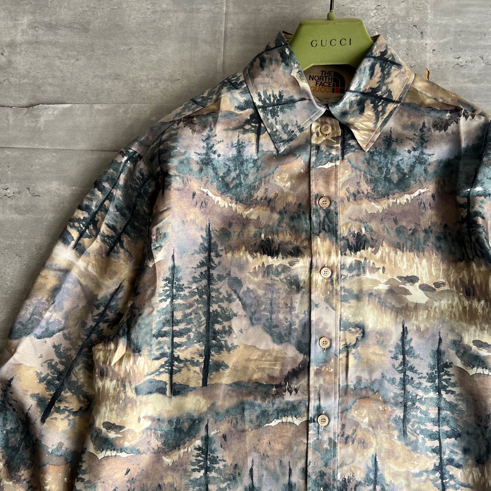 トレイルプリントシルクシャツ シルク