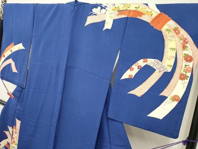 平和屋着物○訪問着 駒刺繍 束ね熨斗花文 金彩 ロング丈 正絹 逸品