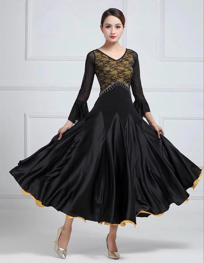 黒×黄色ツートンカラーワンピース✦スタンダード練習着✨ダンスパーティーにも！ 黒×黄色ツートンカラーワンピース?スタンダード練習着?ダンス