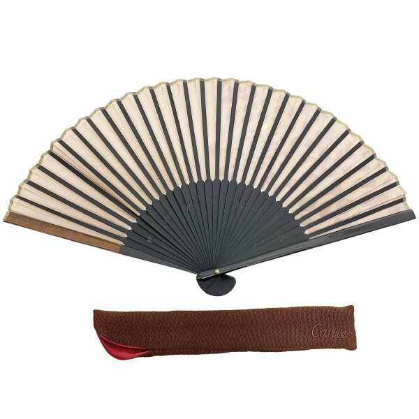 セリーヌ 扇子 パンサー うちわ ブラウン系 茶色 ブラック 黒 CELINE ブランド小物