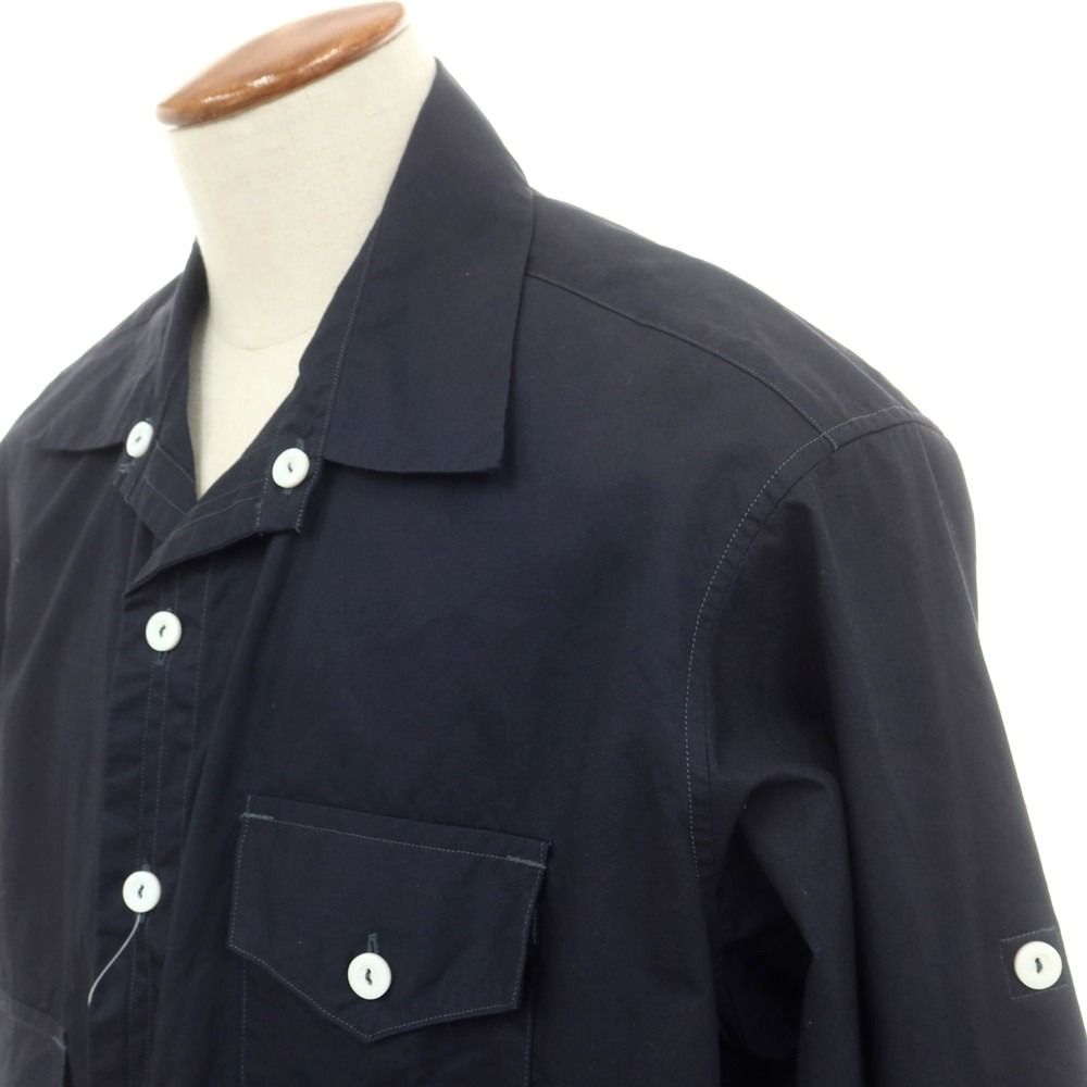 ポストオーバーオールズ POST OVERALLS 春夏 コットン カジュアルシャツ ネイビー サイズM メンズ