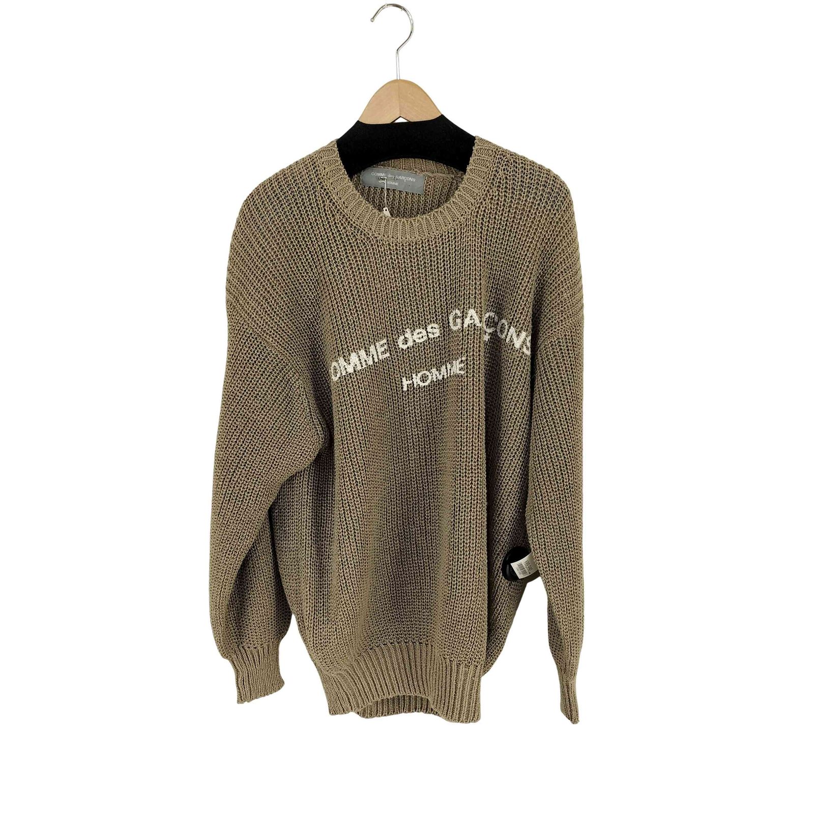 コムデギャルソンオム COMME des GARCONS HOMME 80s 銀タグ AD表記無 ペンキロゴプリント リネン100 クルーネックニット ARCHIVE メンズ ONE SIZE 