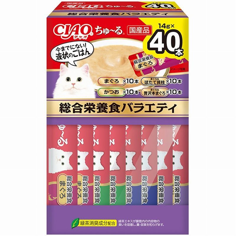 まとめ買い いなばペットフード CIAO チャオ ちゅ～る 総合栄養食バラエティBOX 14g×40本入 猫用おやつ ×3セット