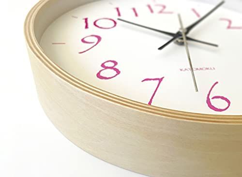 ライトピンク KATOMOKU plywood clock 20 電波時計 スイープ（連続秒針