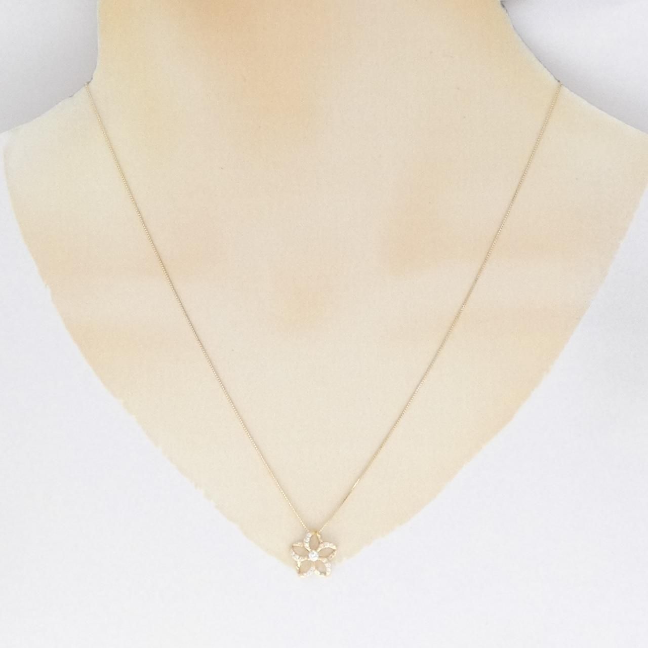 14KYG/K18YG フラワー ダイヤモンド ネックレス - メルカリ 