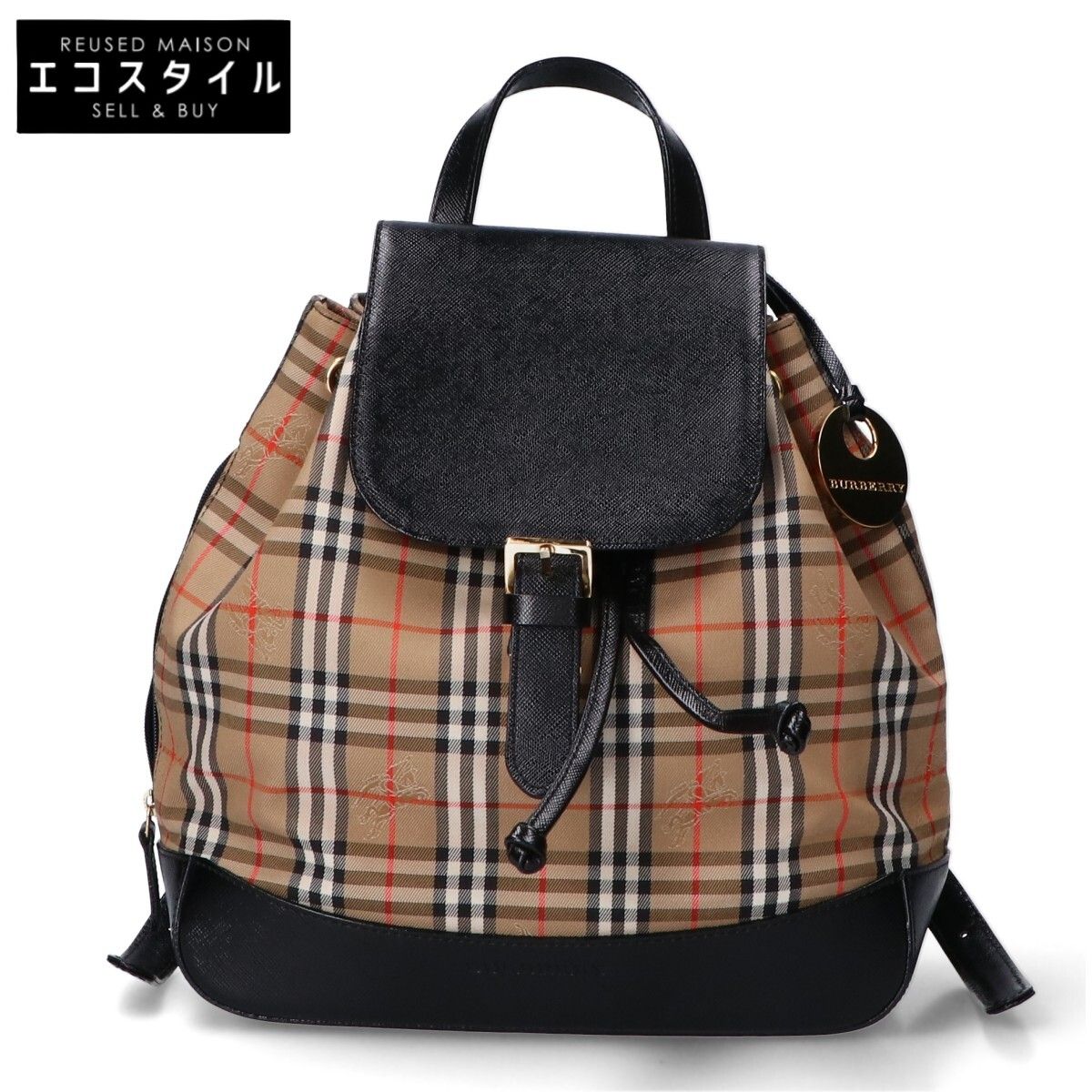 BURBERRY/バーバリー ブラウン ンノバチェック キャンバス レザー BURBERRY バーバリー トートバッグ ノバチェック×ブラウン