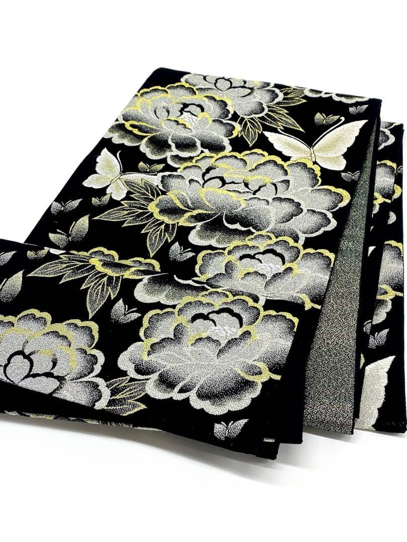 袋帯 正絹 振袖 豪華 牡丹 花尽くし キラキラ 新品未使用品 F1552