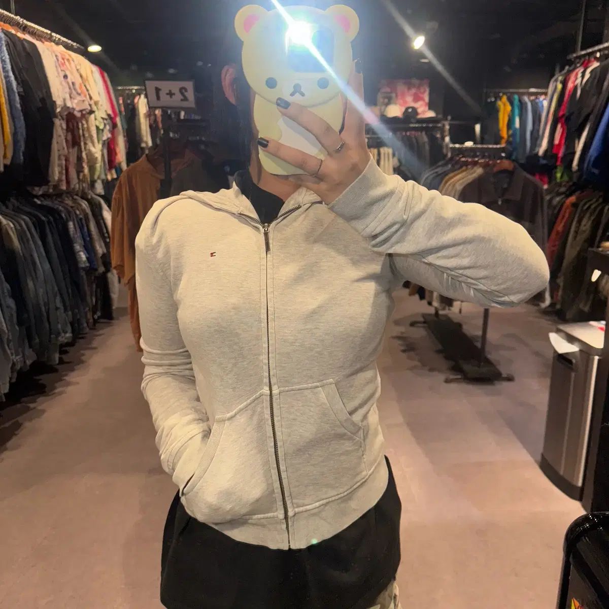 417 TOMMY HILFIGER Tommy Hilfiger トミーヒルフィガー レディース ジップアップパーカー フード付き グレー