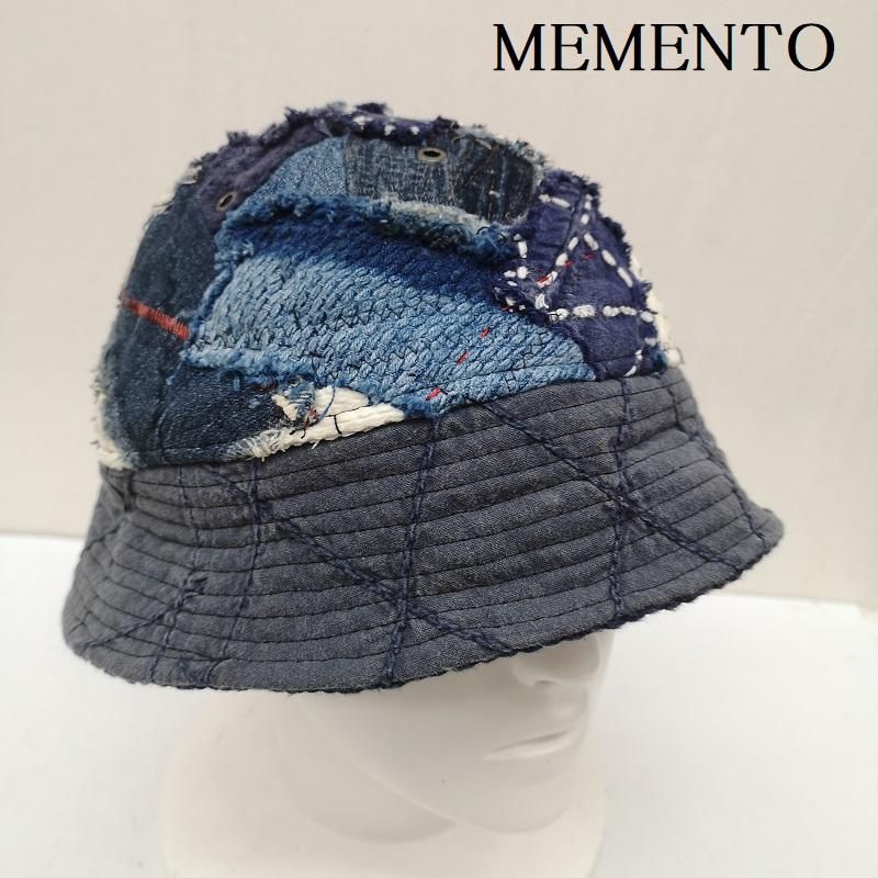 MEMENTO メメント 帽子 ハット リメイク バケットハット 再構築 デニム 藍染 パッチワーク 刺し子 襤褸