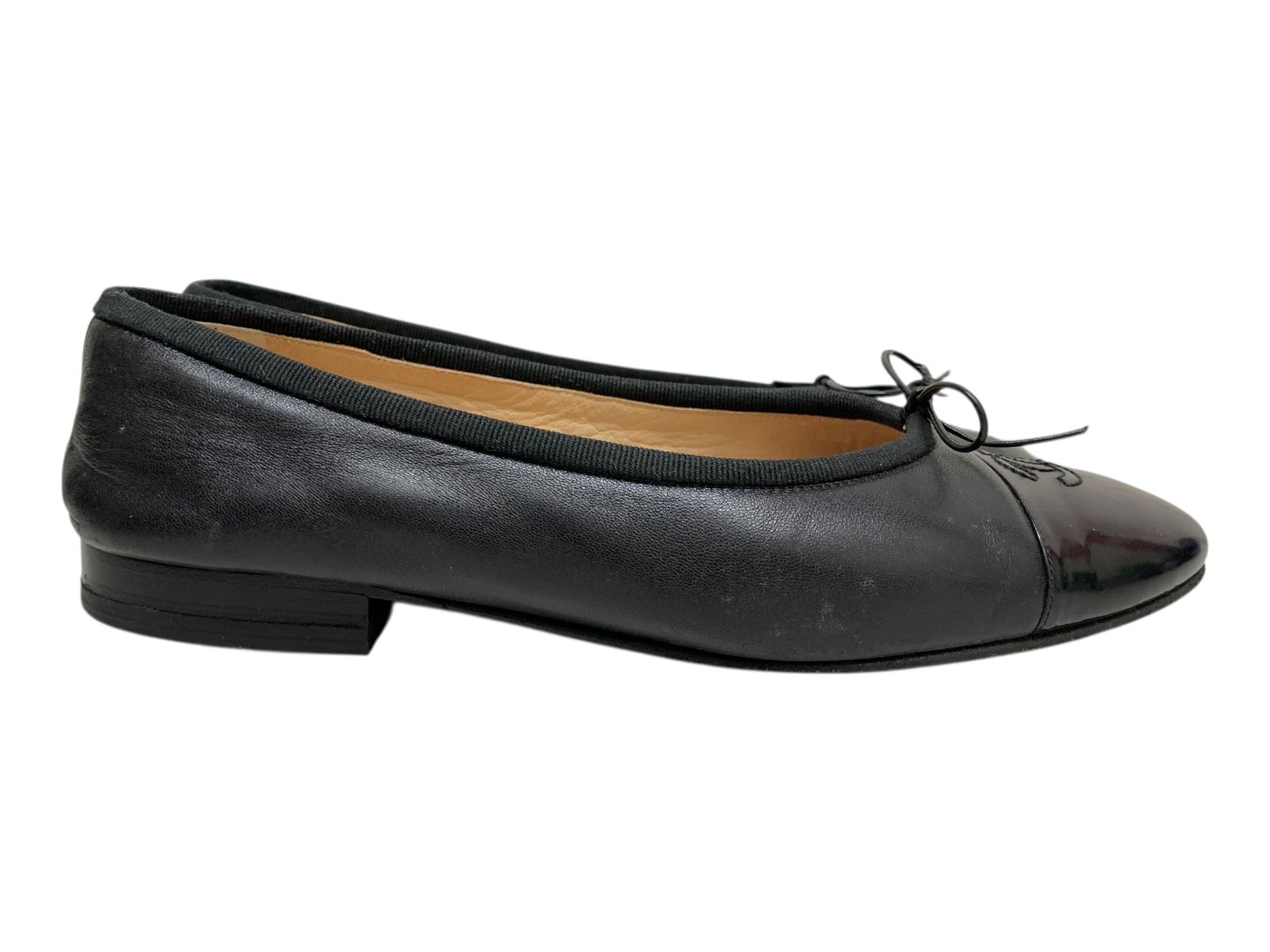 CHANEL シャネル バレエシューズ レザー ココマーク 38 24cm～24.5cm相当 ブラック レディース|036