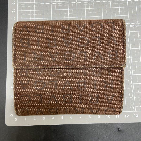 R257 ブルガリ Wホック 財布 二つ折り 財布 ロゴマニア ブラウン