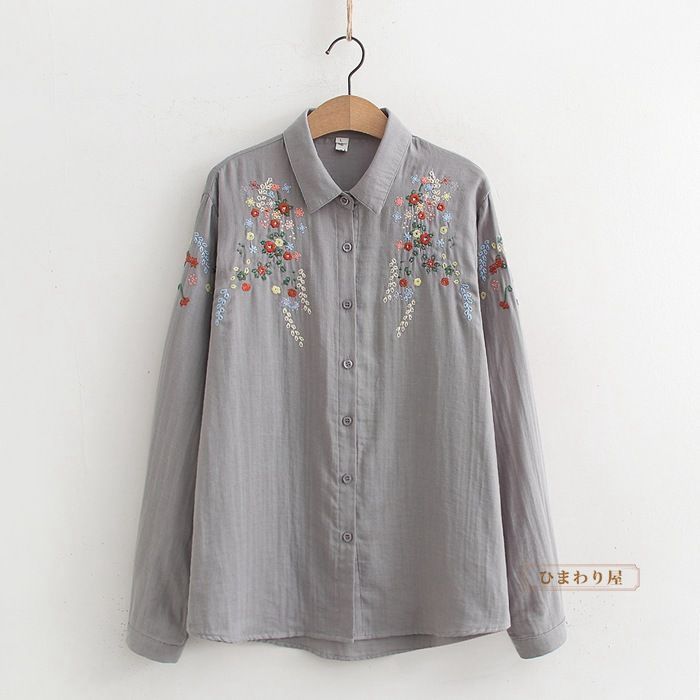 ブラウス シャツ DOUBLE GAUZE EMBROIDERY SHIRT/ ダブルガーゼ刺繍シャツ レディース シャツ ブラウス レディース 刺繍シャツ ダブルガーゼ トップス