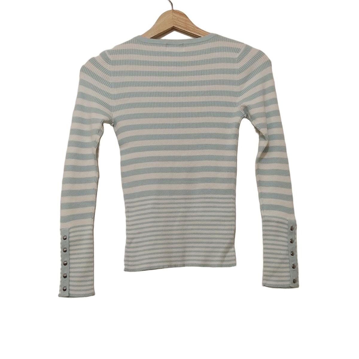 クレージュ 長袖セーター サイズ9 R レディース - ライトブルー×白 クルーネック ボーダー
