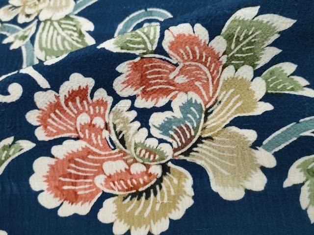 小紋 鮮やかな花の染め 総柄 正絹 AK-6412 小紋 鮮やかな花の染め ぶち込め 総柄 正絹 AK-6412