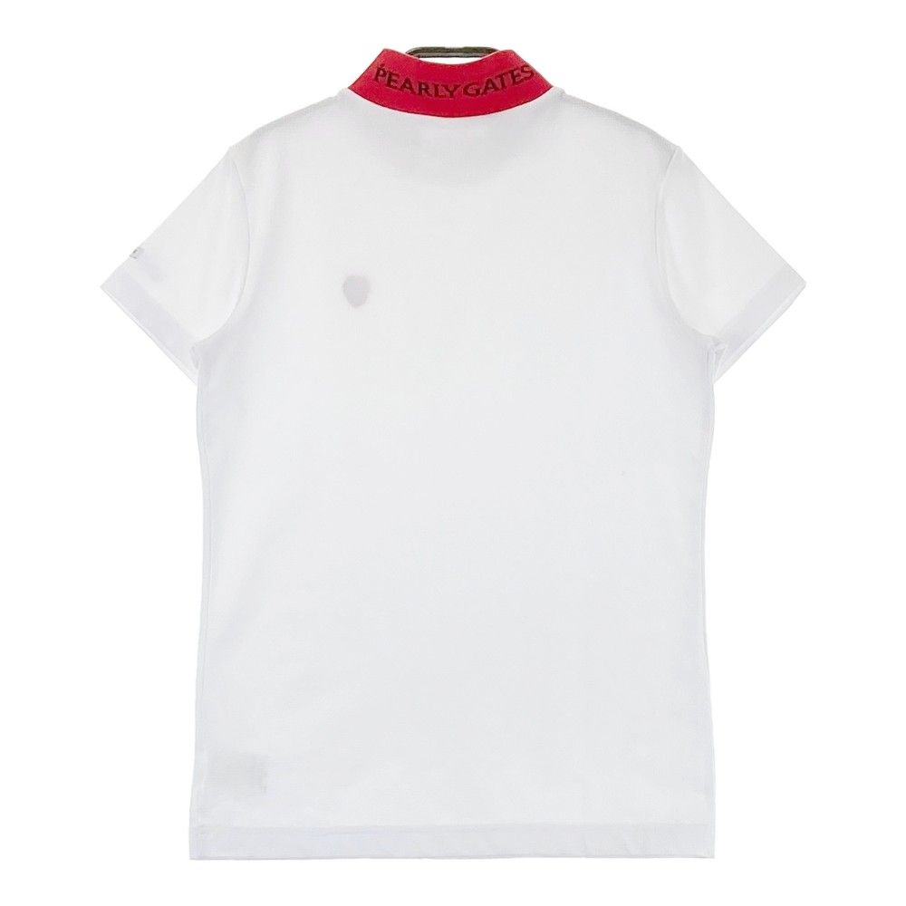 サイズ：0 PEARLY GATES パーリーゲイツ  モックネック 半袖Tシャツ  ホワイト系 [240101456124] ゴルフウェア レディース ストスト PEARLY GATES パーリーゲイツ モックネック 半袖Tシャツ ロゴ