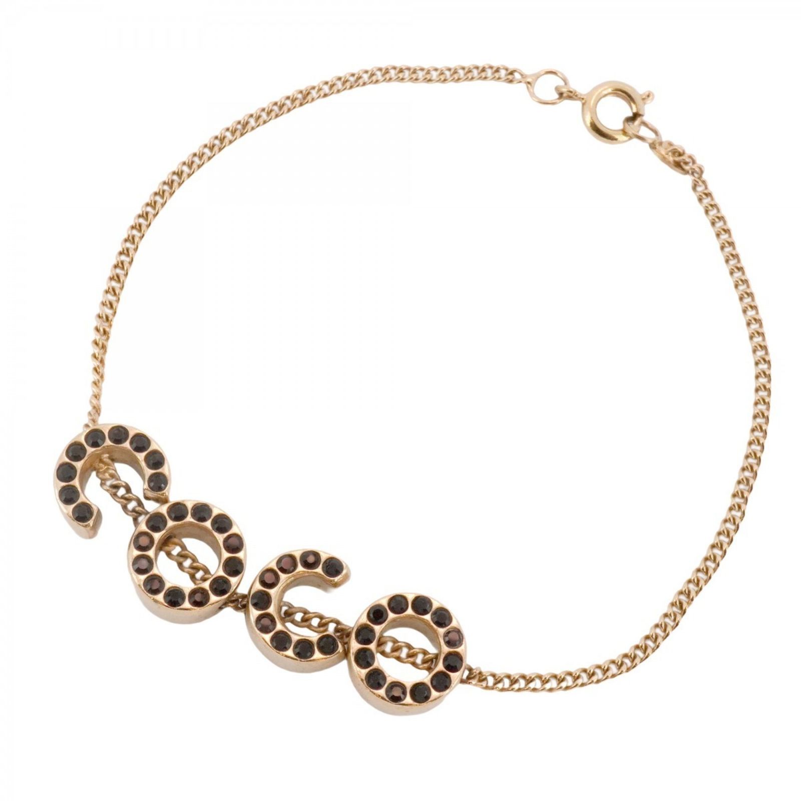 シャネル Chanel シャネル ブレスレット COCO GPメッキ ストーン ゴールド ブラックレディース