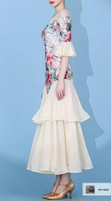 コーディネート ダンスウェア ラテンダンス 舞台 発表会 ダンス衣装 社交ダンス 社交ダンスドレス ドレス モダンダンス ブルー オーダーメイド ちの歳末