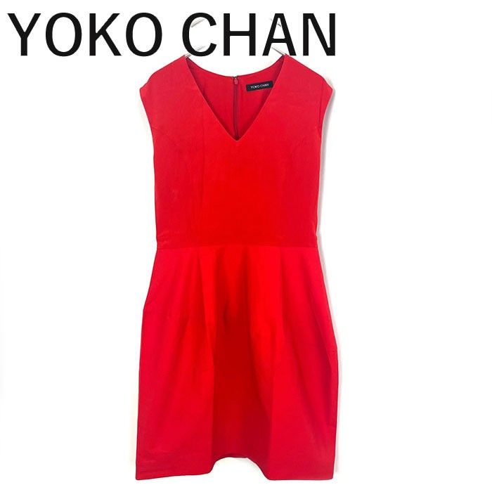 ヨーコチャン YOKO CHAN ノースリーブワンピース Vネック コクーン 