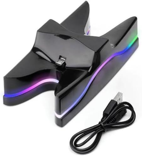PS4コントローラー充電器スタンド デュアルPS4コントローラー充電ドックステーション UFO ブルーLEDデュアル充電ドック PS4ワイヤレスコントローラー用