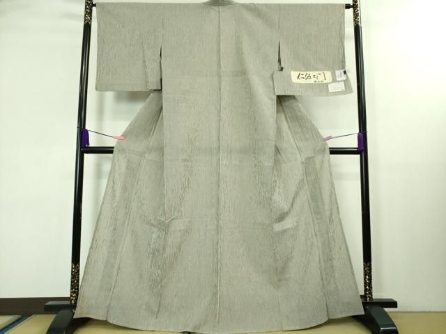 平和屋着物▽上質な小紋 単衣 笹竹風景文 正絹 逸品 未使用