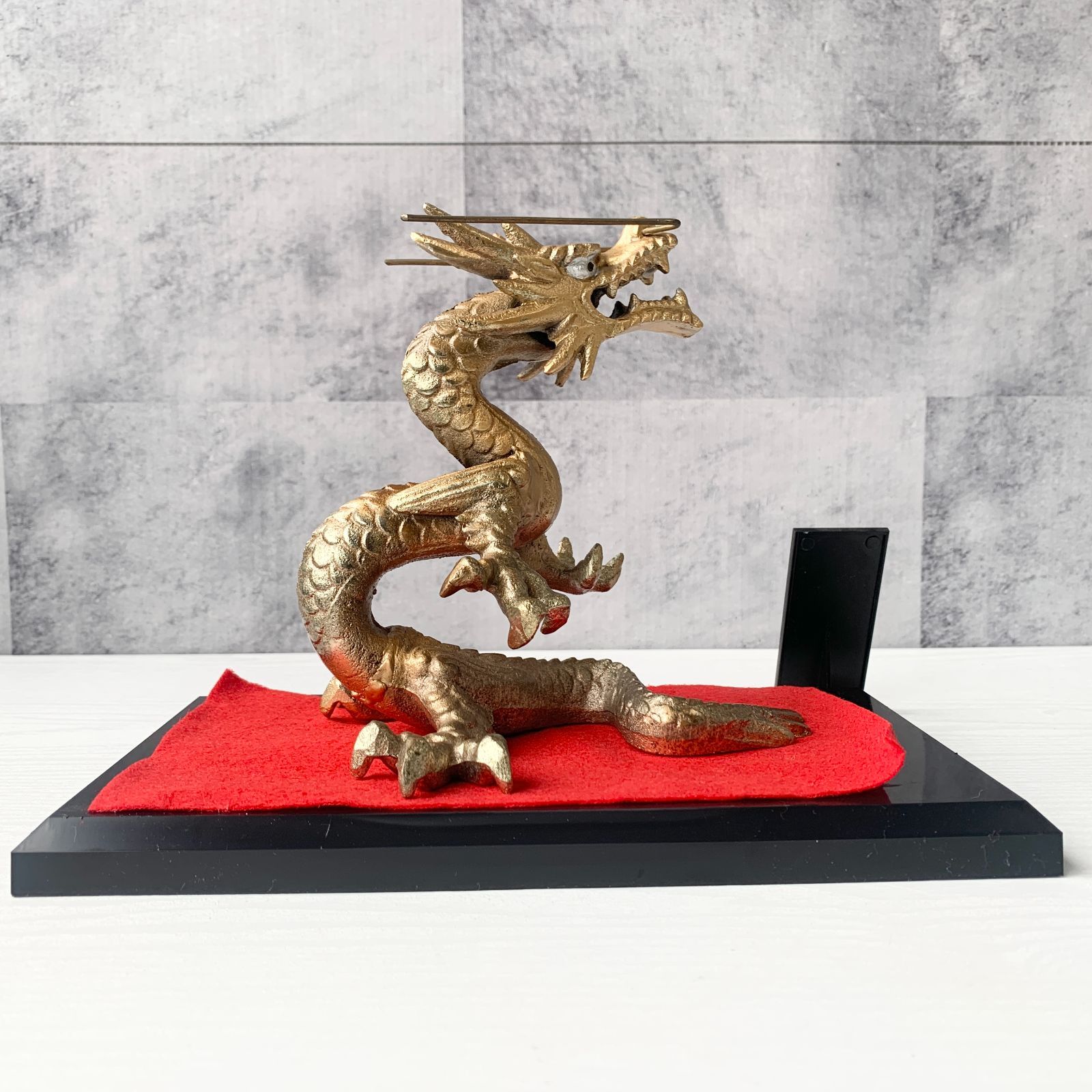 昇龍 龍 金属 金色 オブジェ 置物 台座付き 工芸品 美術品 インテリア