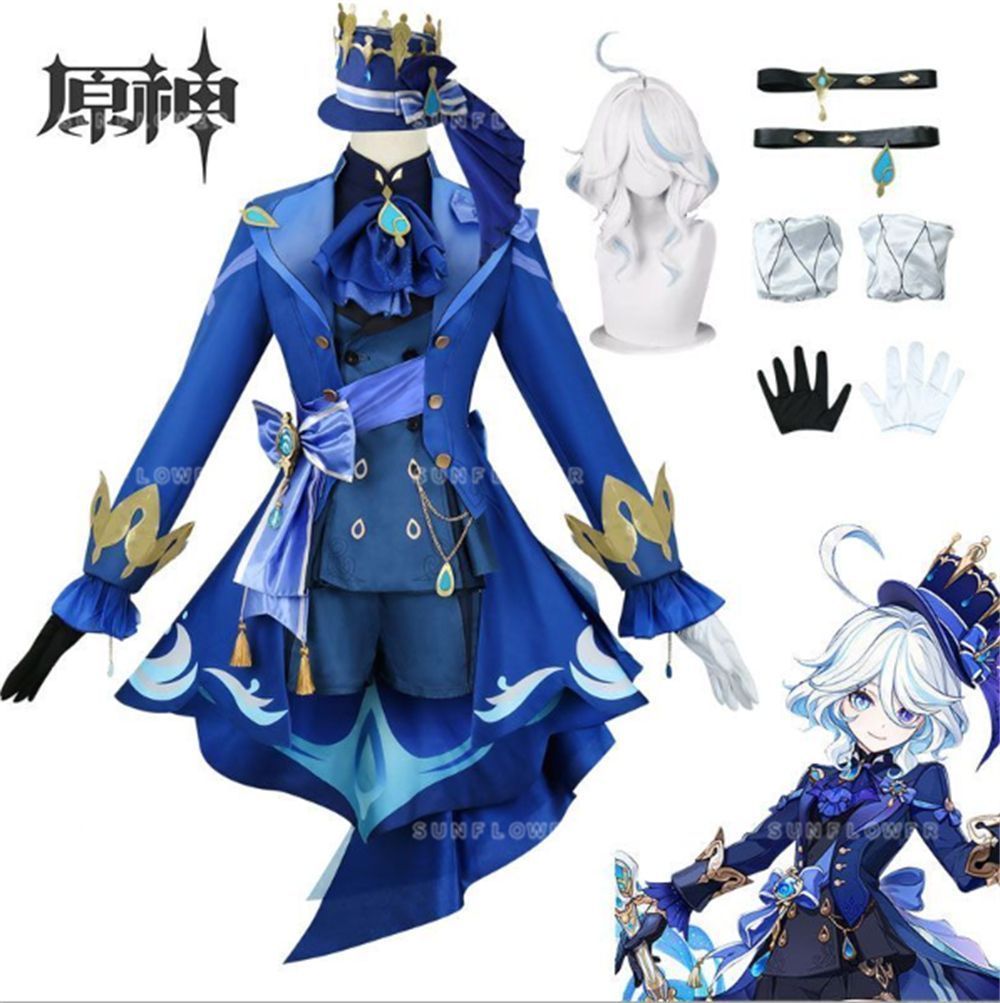 原神 Genshin フリーナ コスプレ衣装 水神 闇 ウィッグ付き ブラック フカロス 帽子付き ゲーム キャラ げんしん ヒロイン コスプレ コス