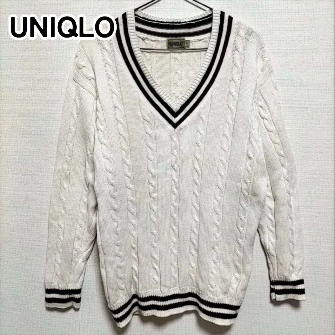 UNIQLO ユニクロ L Vネック ニット チルデンセーター 綿 コットン 100