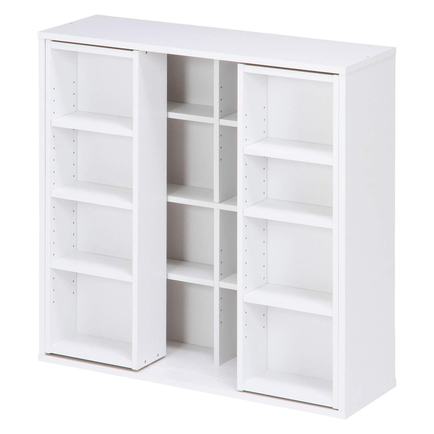 新着商品 86031 スリム 可動棚 収納棚 コミックス 大容量 ホワイト 幅89×奥行29×高さ89cm ダブルスライドラック 本棚 不二貿易