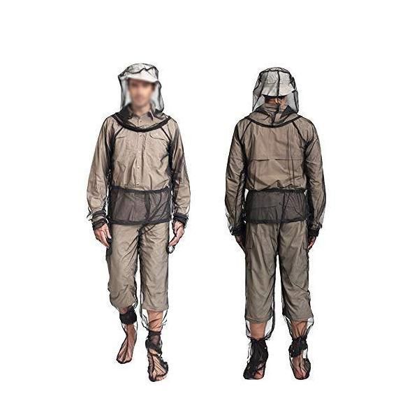 セーフラン SAFERUN 防虫ネット服4点セット フルフェイスパーカー パンツ 手袋 足カバー ナイロンメッシュ ブラック ブラック