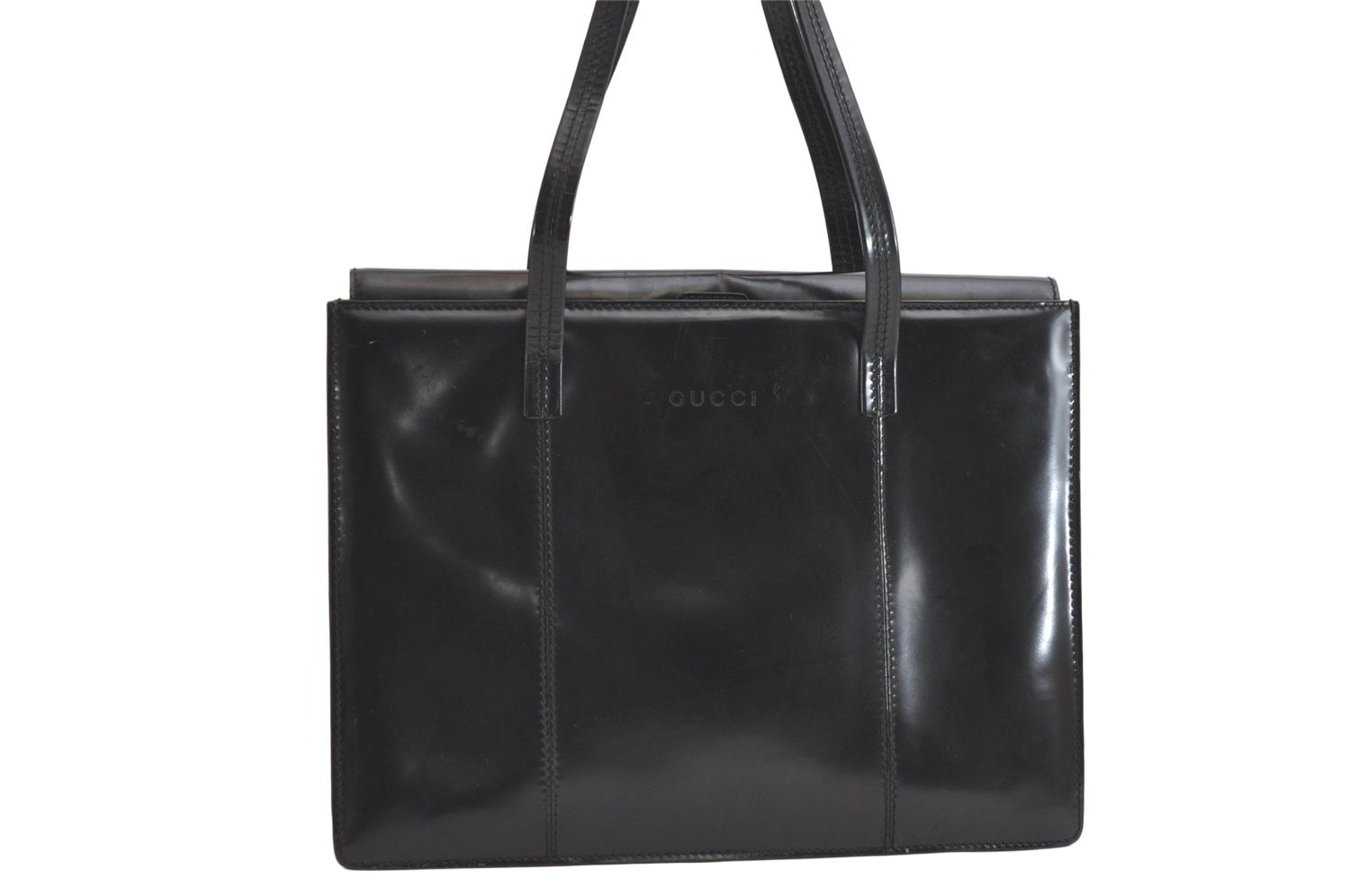 GUCCI グッチ ヴィンテージ ショルダーハンドバッグ レザー ブラック