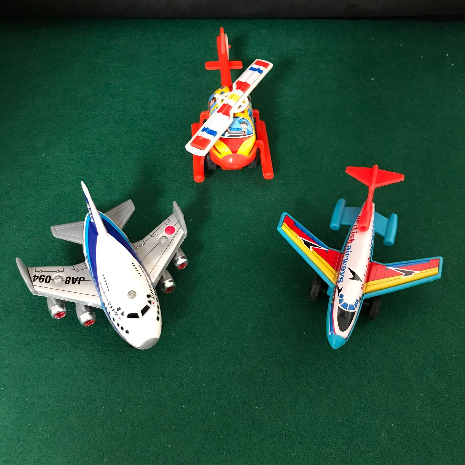 4399 飛行機おもちゃ 3点セット売り ブリキヘリコプター昭和レトロ