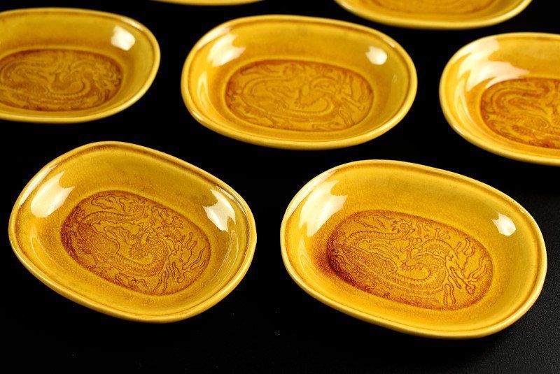 珉平焼　小皿4枚セット① 珉平焼 淡路民平焼 四方小皿 五客揃い