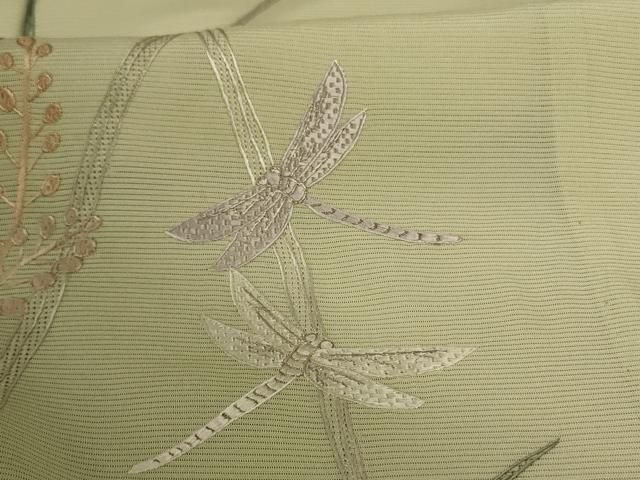 平和屋着物＊夏物 訪問着 絽 駒刺繍 流水草花文 正絹 逸品 AABA2780jd