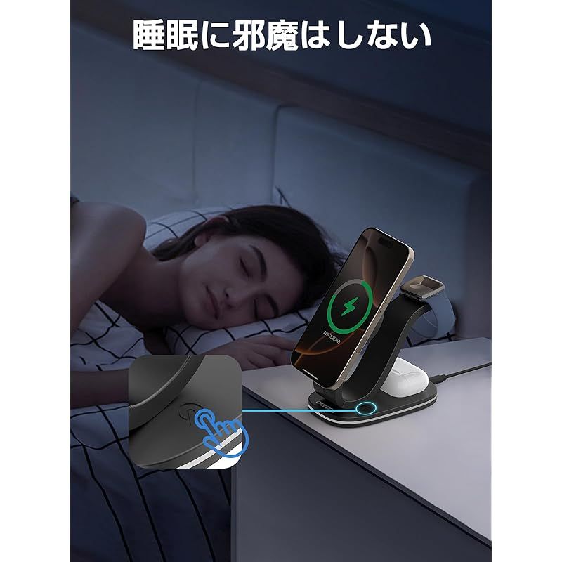ワイヤレス充電器 : Qi2認証 3in1 25W 0 in 1 Mag-Safe式 Qi2 3-in-1 充電器 2025年新登場 15W KUXIU MagSafe