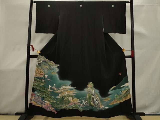 逸品❇️ますいわ屋扱い黒留め袖　有名作家手描友禅暈し染め　22点総フルセット 留袖