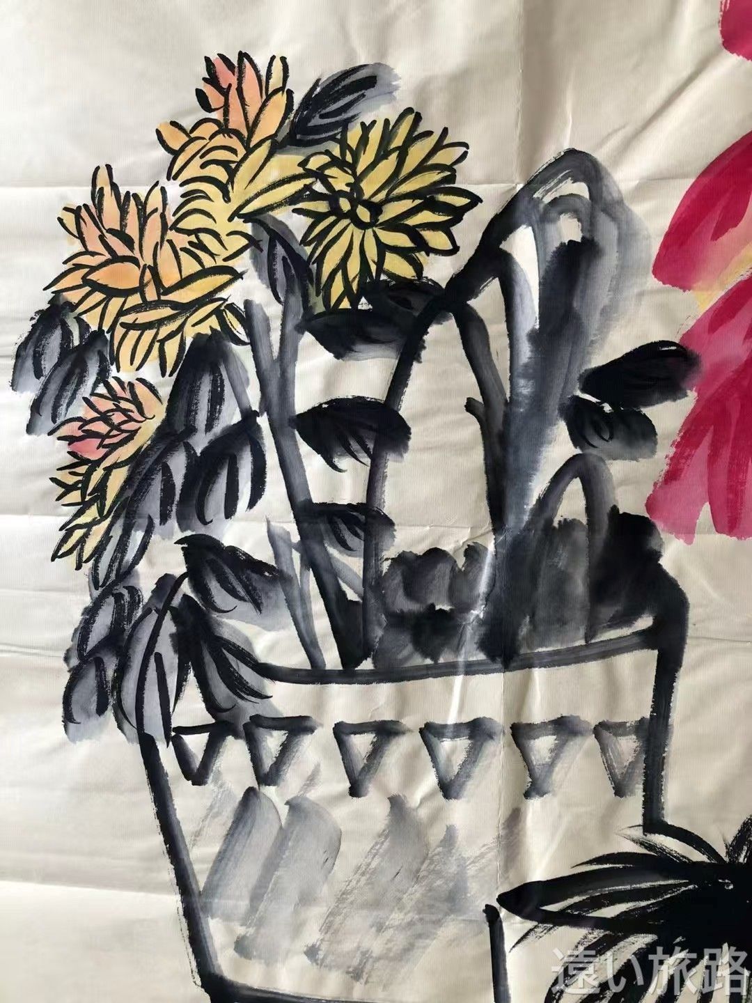 水墨画 日本の伝統的な風景 約70cm x 60cm（風景を描く 水墨紀行
