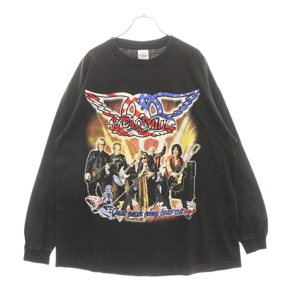 VINTAGE (ヴィンテージ) 90s AEROSMITH SORAYAMA JUST PUSH PLAY LS TEE エアロスミス ブート 両面プリント長袖Tシャツ 長袖カットソー ブラック