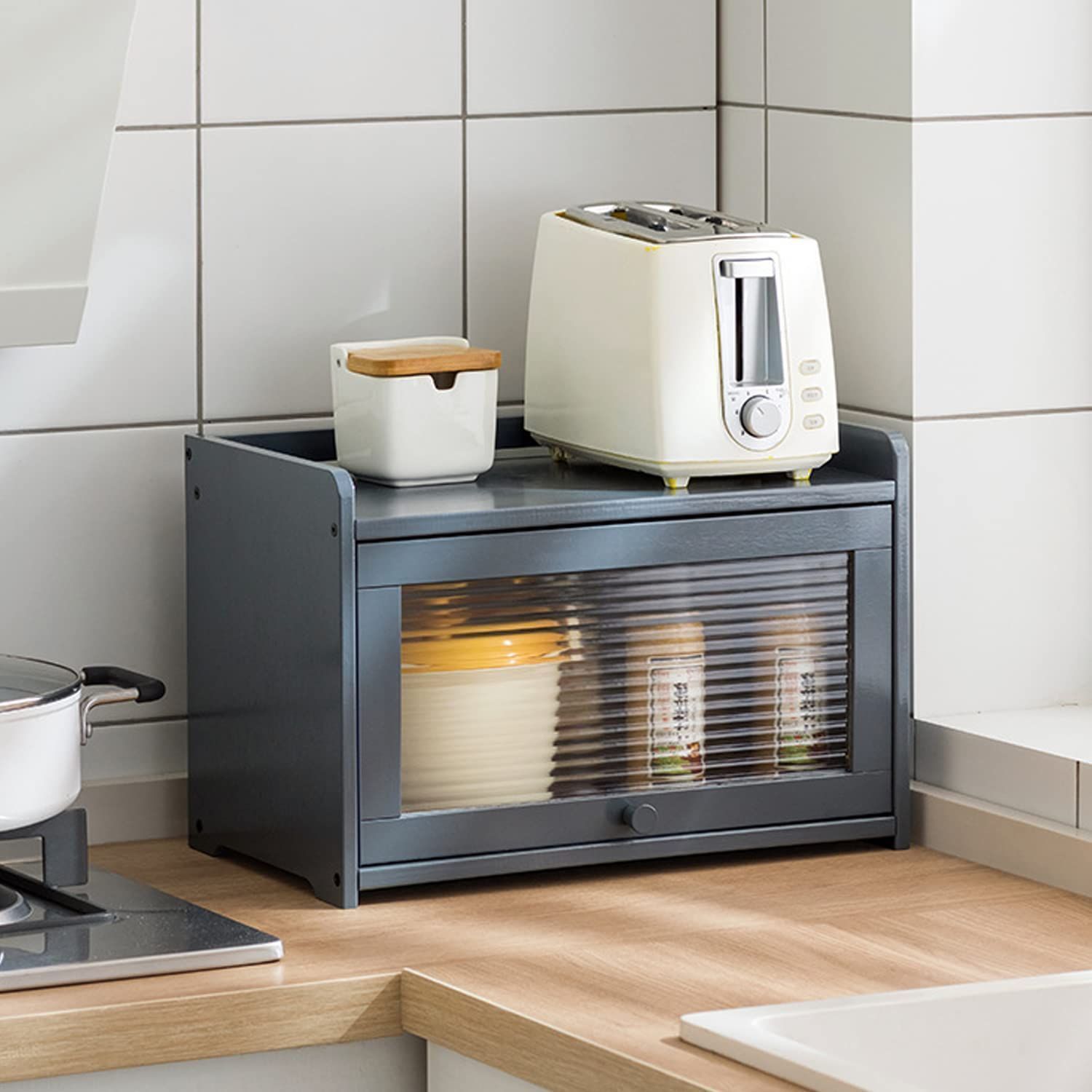 【新着商品】ミニ食器棚 食器棚 卓上食器棚 ひとり暮らし用 キッチン収納棚 レンジラック 調味料ラック 調味料棚 PHUSTJKL キッチンラック 竹製 軽くて動きやすい 防塵 組立品 簡単組立 2色選択（42x28cm）