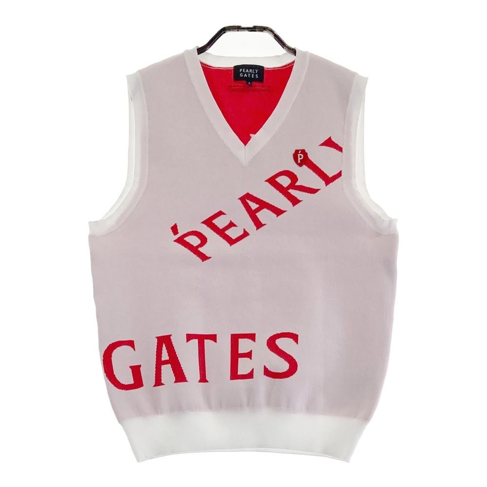 サイズ：0 PEARLY GATES パーリーゲイツ  Vネック ニットベスト  ホワイト系 [240101487425] ゴルフウェア レディース ストスト PEARLY GATES - PEARLY GATES パーリーゲイツ ゴルフ Vネック