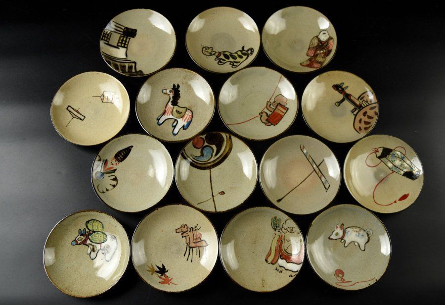 蔵A3166b 乾山 絵替 小皿 郷土玩具図など 十五客