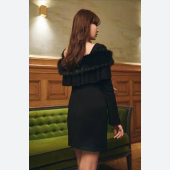 タグ付き】Ritz Faux Fur Mini Dress ニット ワンピ－ス black ファ