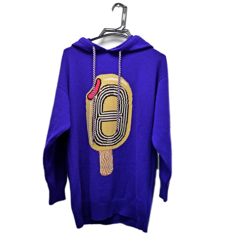 名東 エルメス ニットパーカー アイスクリーム 36サイズ ブルー 4E2628DB カシミヤ レディース