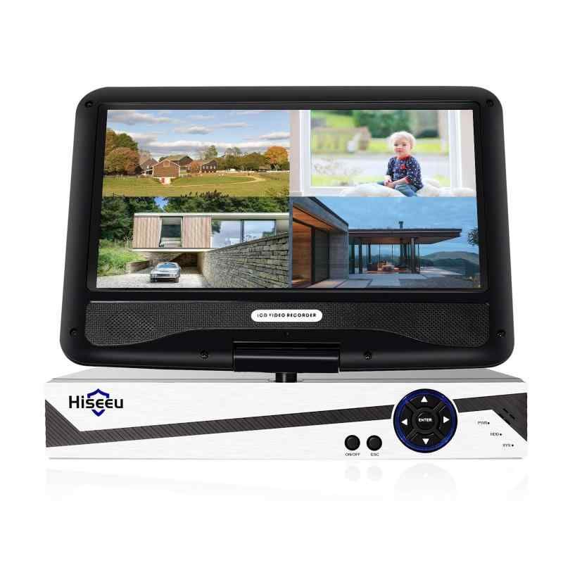 10インチLCD無線WiFi NVR 8チャネル 1944P|500万画素動き検出エリア 24|7記録 ハードディスクを除く Hiseeu無線カメラに対応