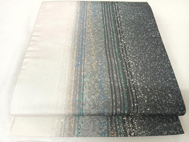 平和屋着物○本場大島紬 両面 全通柄袋帯 間道 宮脇兼太郎商店 証紙