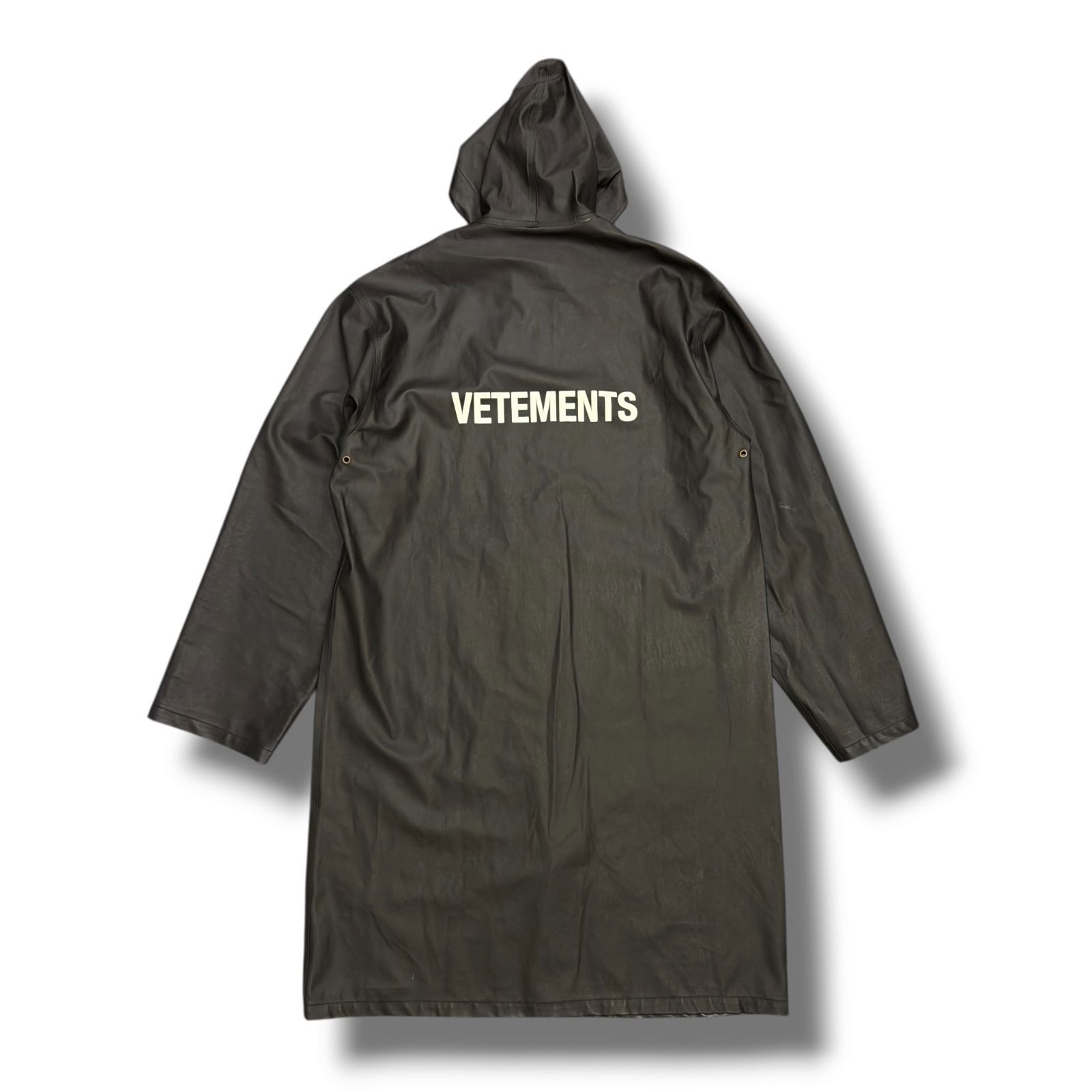 VETEMENTS 17AW LOGO PRINTED LONG RAIN COAT ロゴプリント ロングレインコート アウター ヴェトモン ブラック 261M7