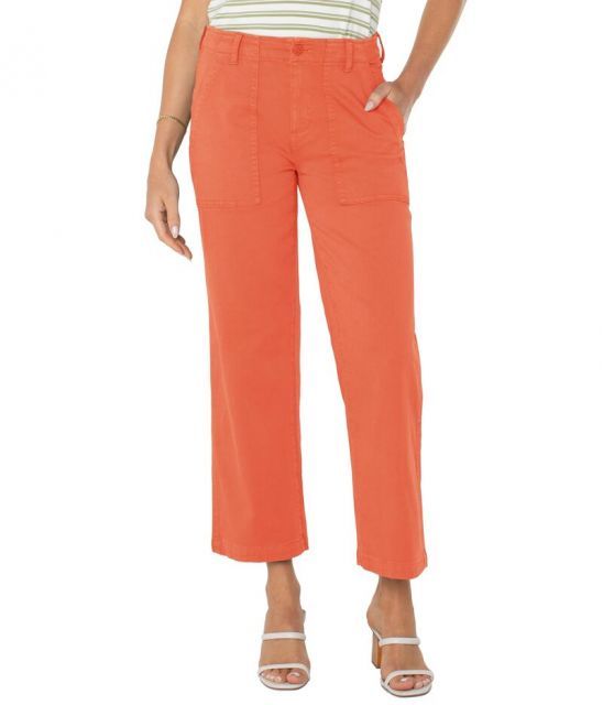【送料無料】 リヴァプール ロサンゼルス レディース カジュアルパンツ ボトムス Cargo Wide Leg Crop Papaya