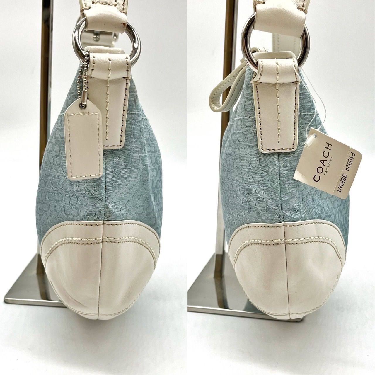 ✨良品✨COACH Y2K Light Blue Hobo Signature bag コーチ 