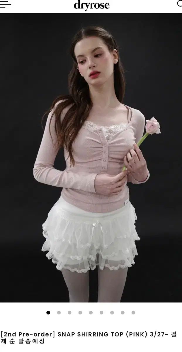 dryrose トップス 韓国 ピンク DRYROSE(ドライローズ) スナップ シャーリング トップス ピンク