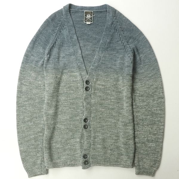 美品 DIESEL TRICOT ディーゼル グラデーション インディゴ メランジ ローゲーニット カーディガン 藍紺 L【参考価格￥46，200-】